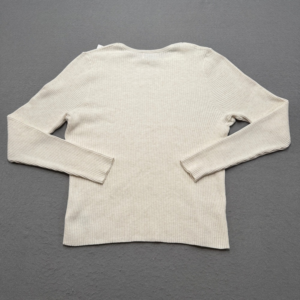 NEW Old Navy Sweater Men's 2XL Tall White SoSoft Lite Ribbed‎ Knit Long Sleeve - Picture 2 of 7